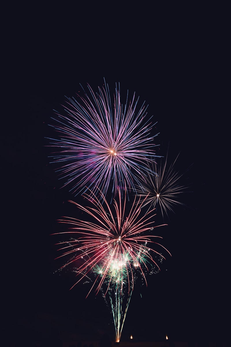 purple and red fireworks time lapse photography